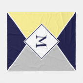 Couverture Polaire Élégant MONOGRAM géométrique | Marine jaune gris (Devant (Horizontal))