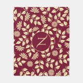 Couverture Polaire Elégant Monogram Leaf Daisy Motif Bain Bourgogne (Devant)