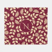 Couverture Polaire Elégant Monogram Leaf Daisy Motif Bain Bourgogne (Devant (Horizontal))