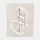 Couverture Polaire Élégant Monogramme Blanc Lin (Devant)