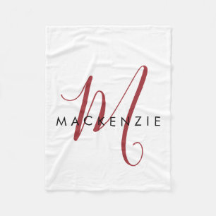 Couverture Polaire Élégant Monogramme blanc moderne