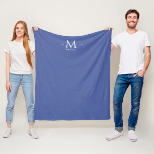 Couverture Polaire Élégant Monogramme bleu Modèle personnalisé Moyen
