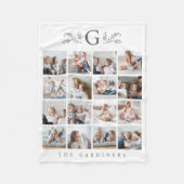 Couverture Polaire Élégant Monogramme Botanique 16 Photo Collage (Devant)