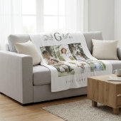 Couverture Polaire Élégant Monogramme botanique 6 Photo Collage