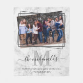 Couverture Polaire Élégant Monogramme de famille Marbre photo (Devant)