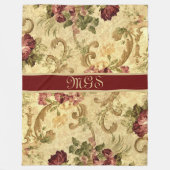 Couverture Polaire Élégant Monogramme de style Tapisserie avec Rose (Devant)