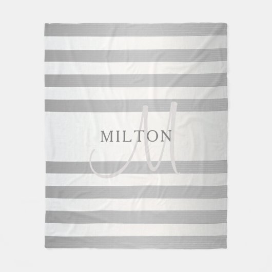 Couverture Polaire Élégant Monogramme Faux Gris Argent Gris Gris (Devant)