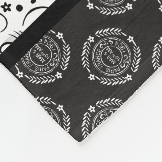 Couverture Polaire Élégant Monogramme floral noir blanc (Coin)