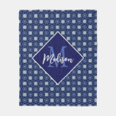Couverture Polaire Élégant monogramme initial gris bleu  (Devant)