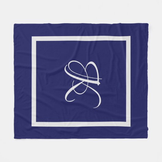 Couverture Polaire Élégant monogramme initial gris bleu (Devant (Horizontal))