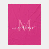 Couverture Polaire Élégant Monogramme Magenta Rose Blanc moderne Scri (Devant)