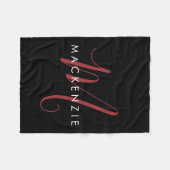 Couverture Polaire Élégant Monogramme moderne noir rouge (Devant (Horizontal))