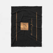 Couverture Polaire Élégant monogramme noir or nom script moderne (Devant)