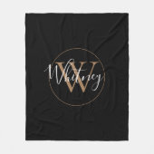 Couverture Polaire Élégant Monogramme Nom Script Or Noir (Devant)