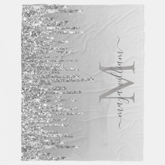 Couverture Polaire Élégant Monogramme Parties scintillant argent Driv (Devant)