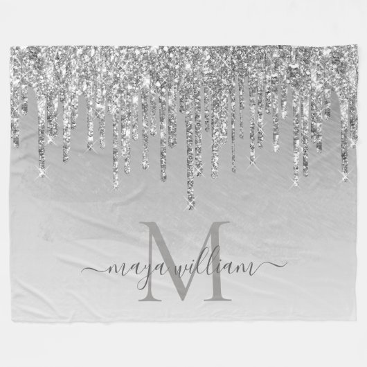 Couverture Polaire Élégant Monogramme Parties scintillant argent Driv (Devant (Horizontal))