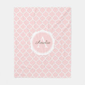 Couverture Polaire Élégant Monogramme rose blanc moderne Script (Devant)