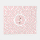 Couverture Polaire Élégant Monogramme rose blanc moderne Script (Devant (Horizontal))