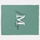 Couverture Polaire Élégant monogramme tendance couleur turquoise init (Devant (Horizontal))