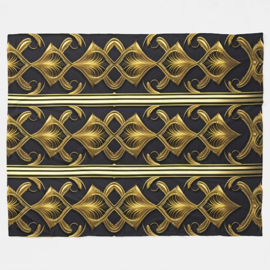 Couverture Polaire Elégant motif art déco en noir et or (Devant (Horizontal))
