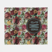 Couverture Polaire Élégant motif d'aqua fleurs roses (Devant (Horizontal))