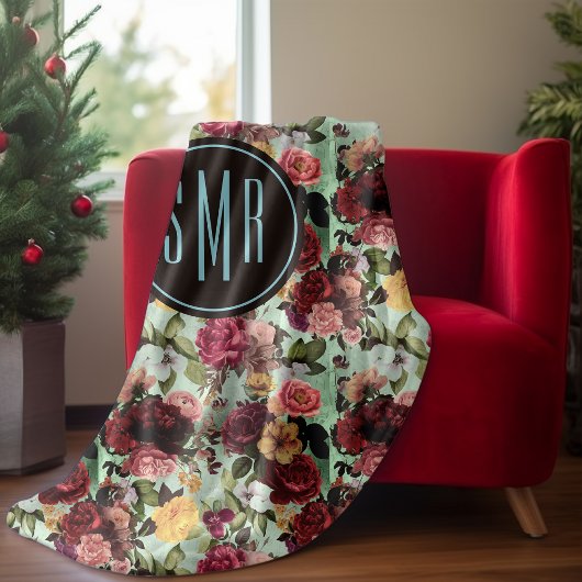 Couverture Polaire Élégant motif d'aqua fleurs roses