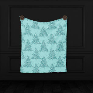 Couverture Polaire Élégant Motif d'arbre Luxe Aqua Mint Christmas