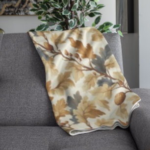 Couverture Polaire Élégant Motif d'automne feuille de chêne et pineco
