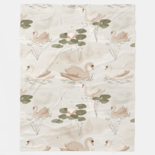 Couverture Polaire Élégant motif de cygne