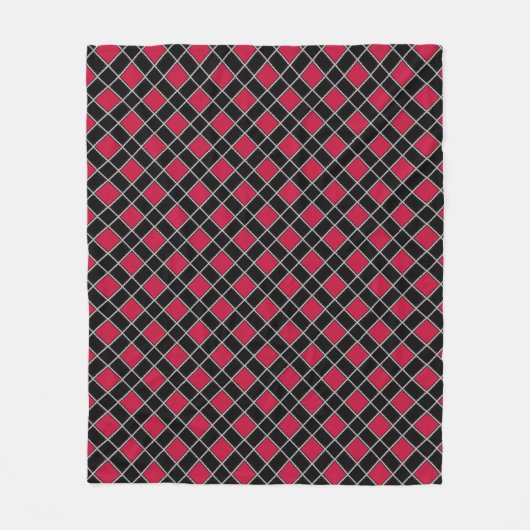 Couverture Polaire Élégant Motif de diamants rouges noirs (Devant)