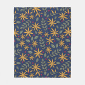 Couverture Polaire Elégant motif floral jaune sur bleu (Devant)