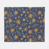 Couverture Polaire Elégant motif floral jaune sur bleu (Devant (Horizontal))