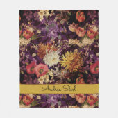 Couverture Polaire Élégant motif floral jaune violet (Devant)