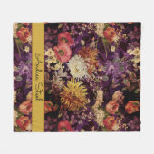 Couverture Polaire Élégant motif floral jaune violet (Devant (Horizontal))