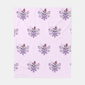 Couverture Polaire Élégant motif floral violet violet gris rouge (Devant)