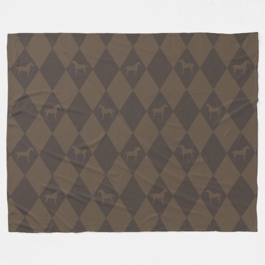Couverture Polaire Élégant Motif hippique Brown Harleqiun (Devant (Horizontal))