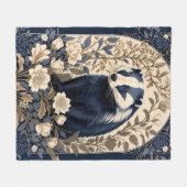 Couverture Polaire Elegant Navy and Cream Badger Floral (Devant (Horizontal))