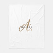 Couverture Polaire Élégant Noir Blanc Or Script Monogramme (Devant)