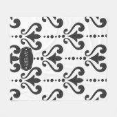 Couverture Polaire Elégant noir et blanc Damas Personnalisé (Devant (Horizontal))