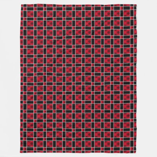 Couverture Polaire Élégant noir et rouge à damiers motif (Devant)