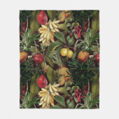 Couverture Polaire Elégant noir feuille fruits motif (Devant)