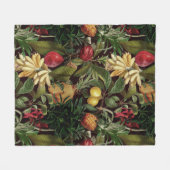 Couverture Polaire Elégant noir feuille fruits motif (Devant (Horizontal))