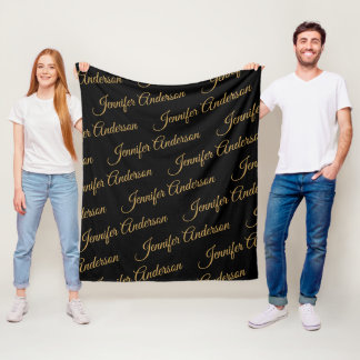 Couverture Polaire Élégant Noir Or Répéter le script de nom