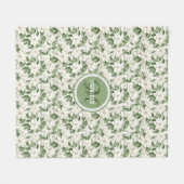 Couverture Polaire Élégant nom de monogramme magnolia blanc (Devant (Horizontal))