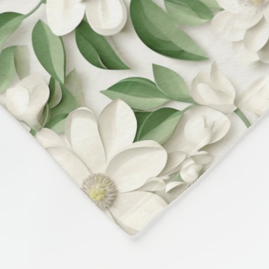 Couverture Polaire Élégant nom de monogramme magnolia blanc (Coin)