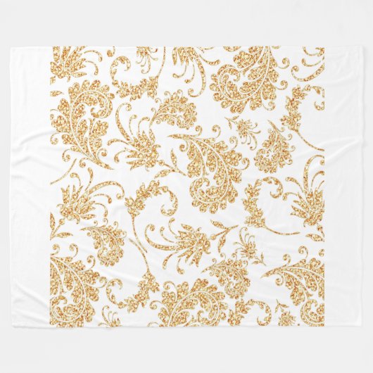 Couverture Polaire Élégant or blanc floral (Devant (Horizontal))