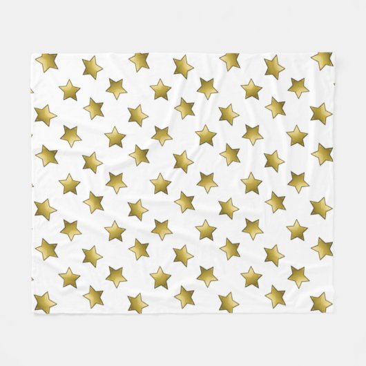 Couverture Polaire Élégant or étoiles motif blanc (Devant (Horizontal))