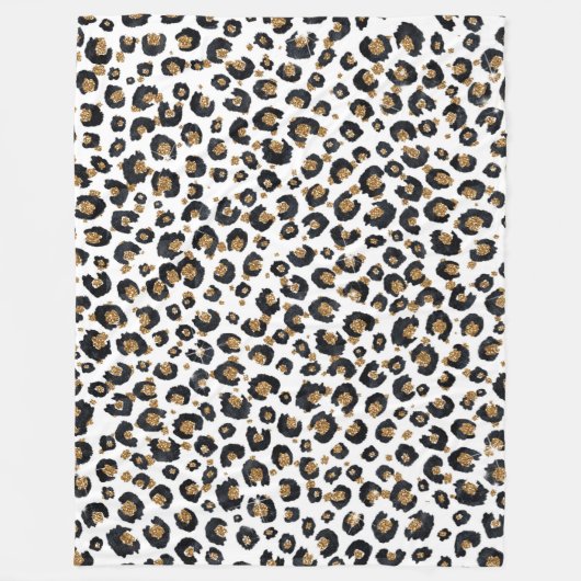 Couverture Polaire Élégant Parties scintillant d'or Motif Leopard (Devant)