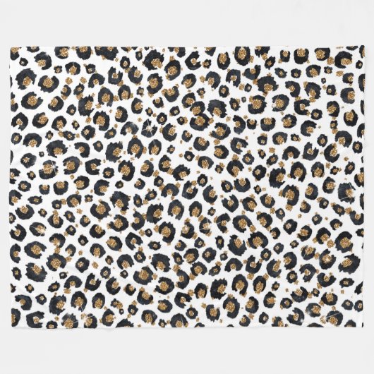 Couverture Polaire Élégant Parties scintillant d'or Motif Leopard (Devant (Horizontal))