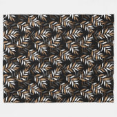 Couverture Polaire Élégant Parties scintillant noir et or Motif Feuil (Devant (Horizontal))